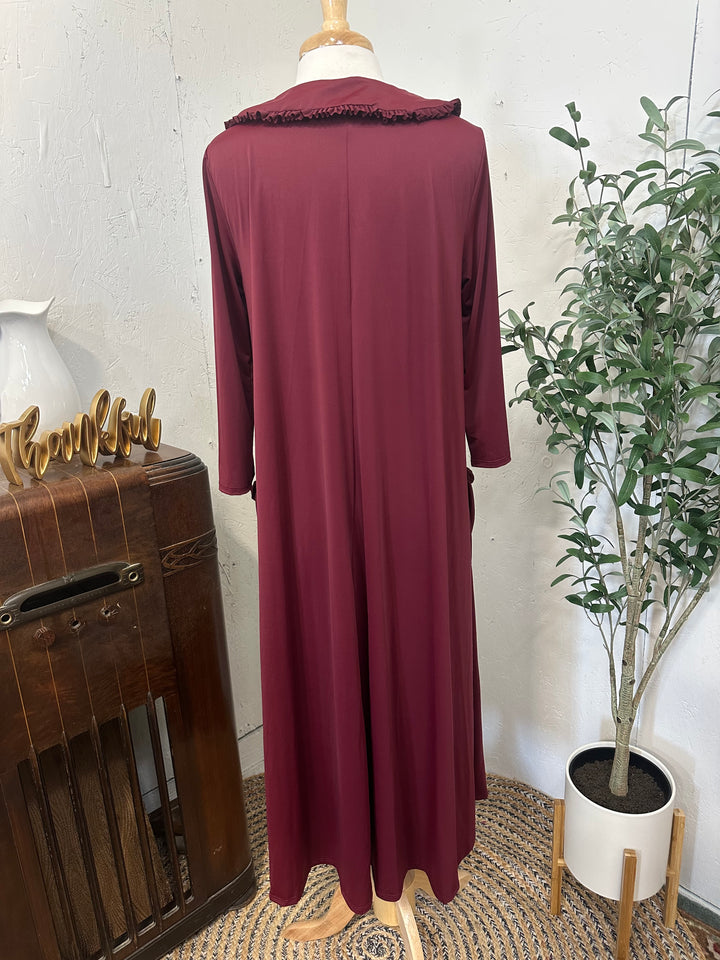 Liza Lou's Greta Wine Burgundy Dress w/ Peter Pan Collar