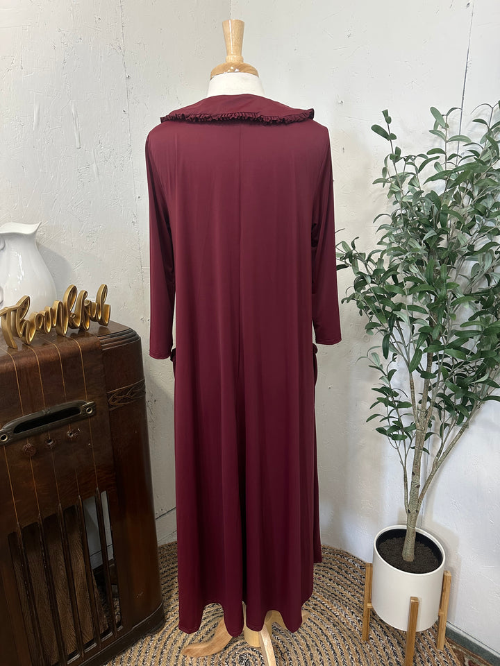 Liza Lou's Greta Wine Burgundy Dress w/ Peter Pan Collar