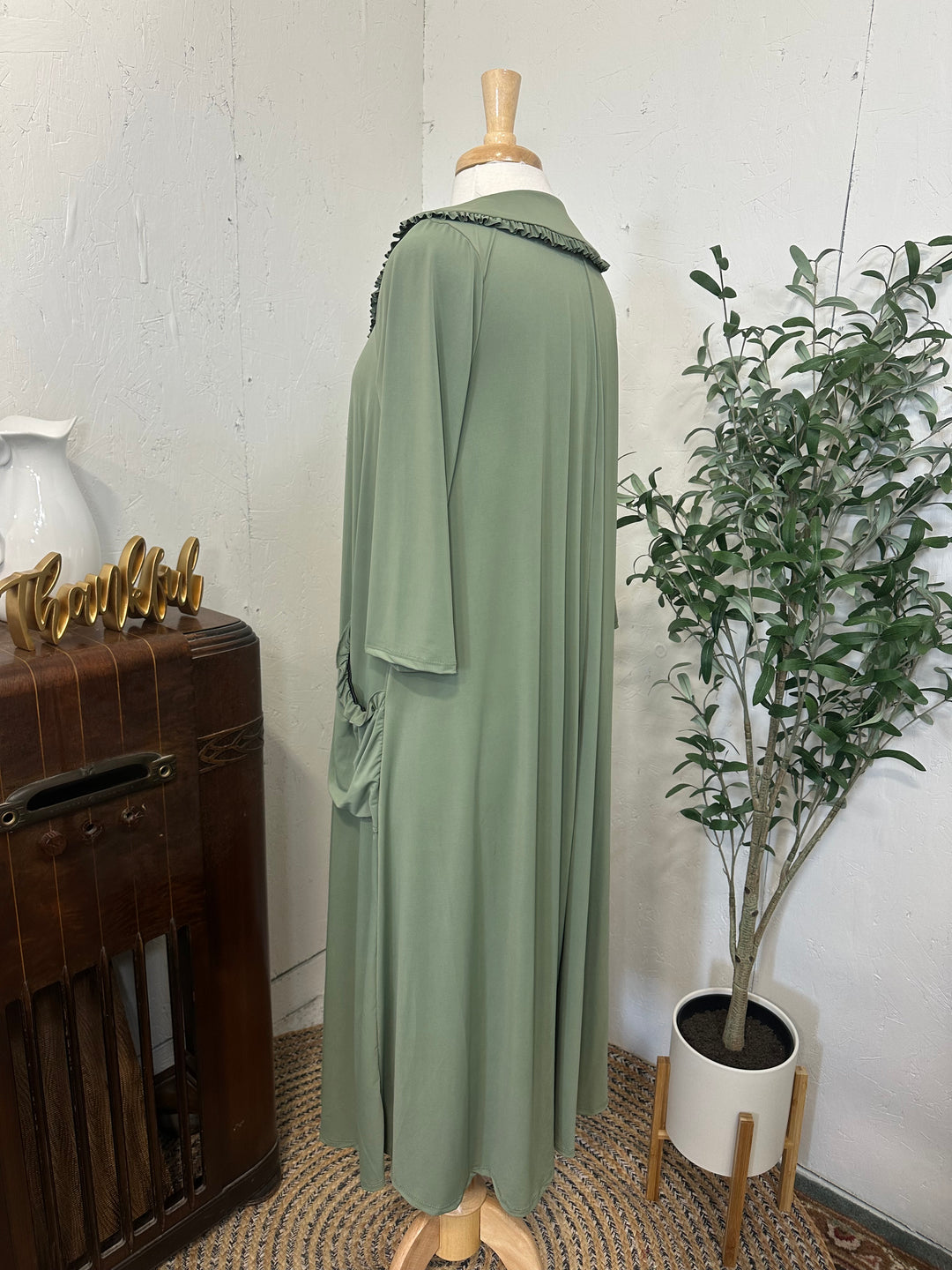Liza Lou's Greta Sage Green Dress w/ Peter Pan Collar