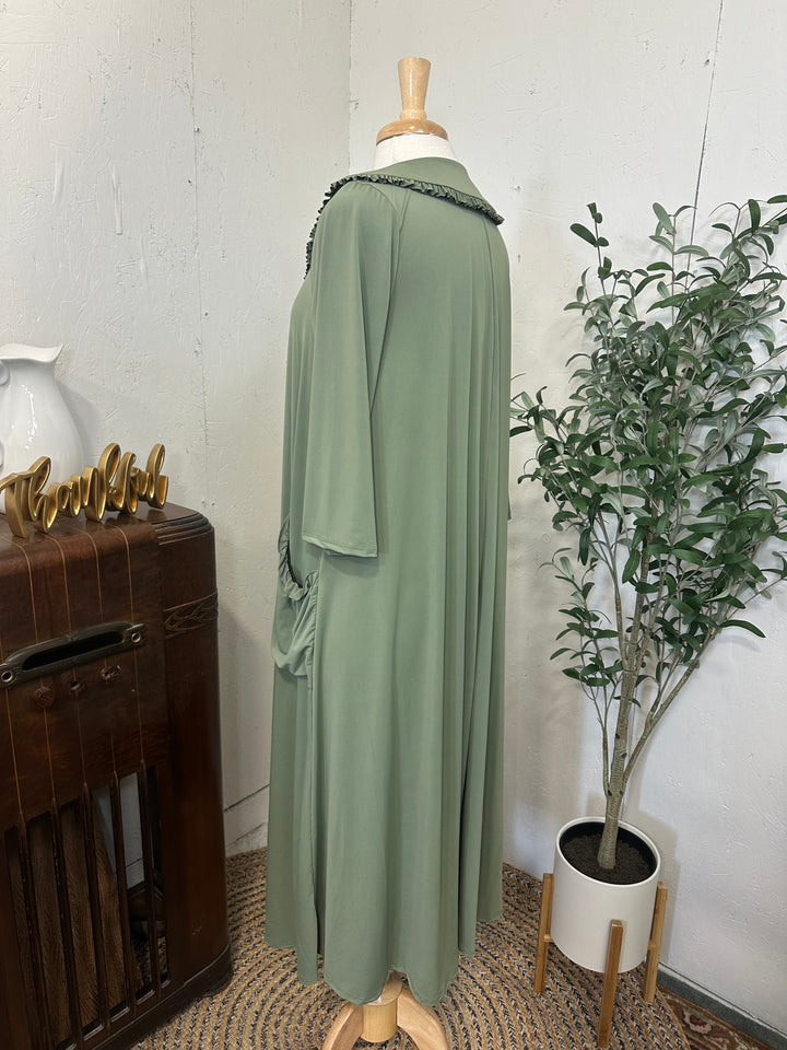 Liza Lou's Greta Sage Green Dress w/ Peter Pan Collar