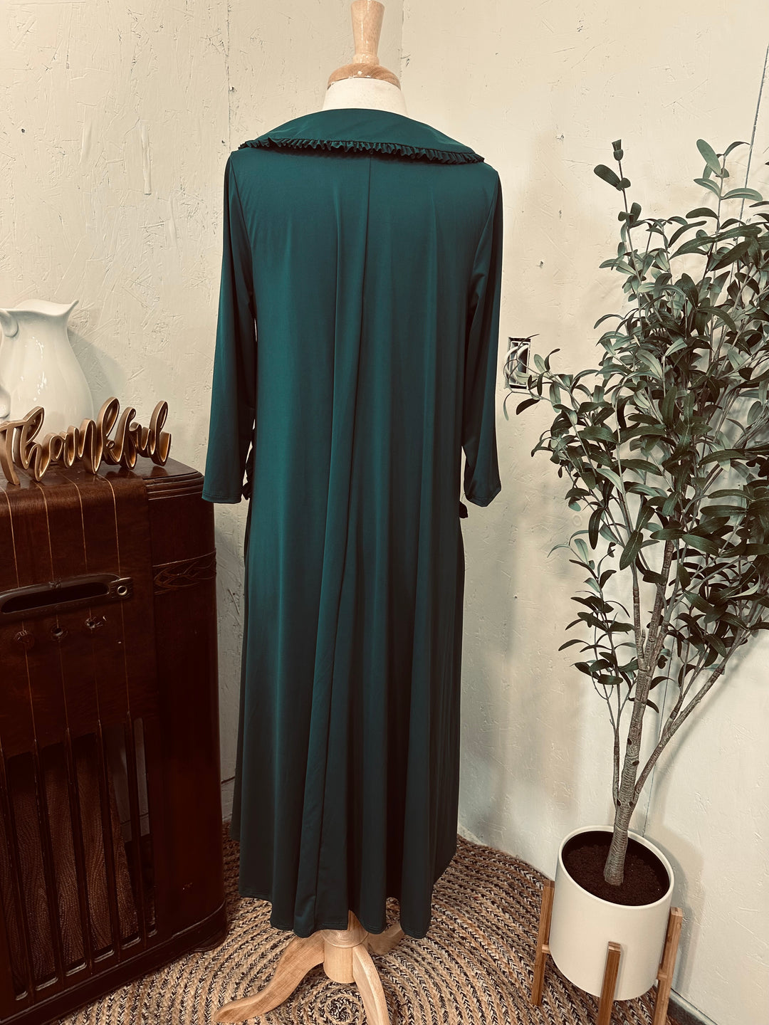 Liza Lou's Greta Hunter Green Dress w/ Peter Pan Collar