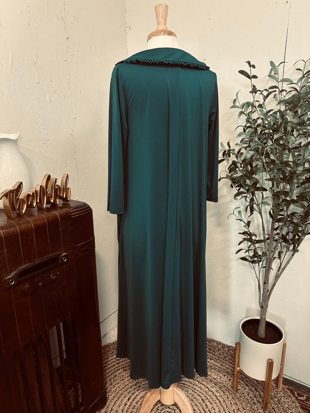 Liza Lou's Greta Hunter Green Dress w/ Peter Pan Collar