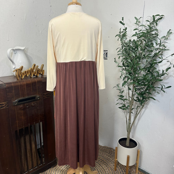 Liza Lou's Mustard Browns & Cream Tiered Colorful Dress
