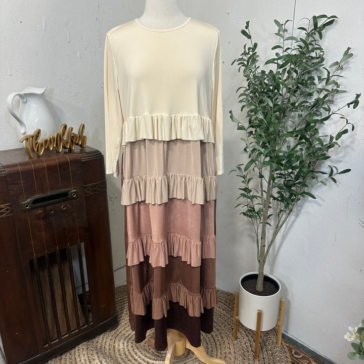 Liza Lou's Autumn & Cream Tiered Colorful Dress
