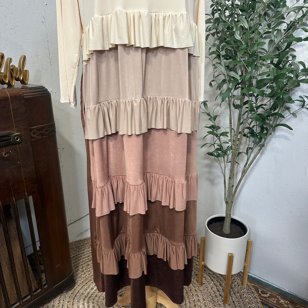 Liza Lou's Autumn & Cream Tiered Colorful Dress