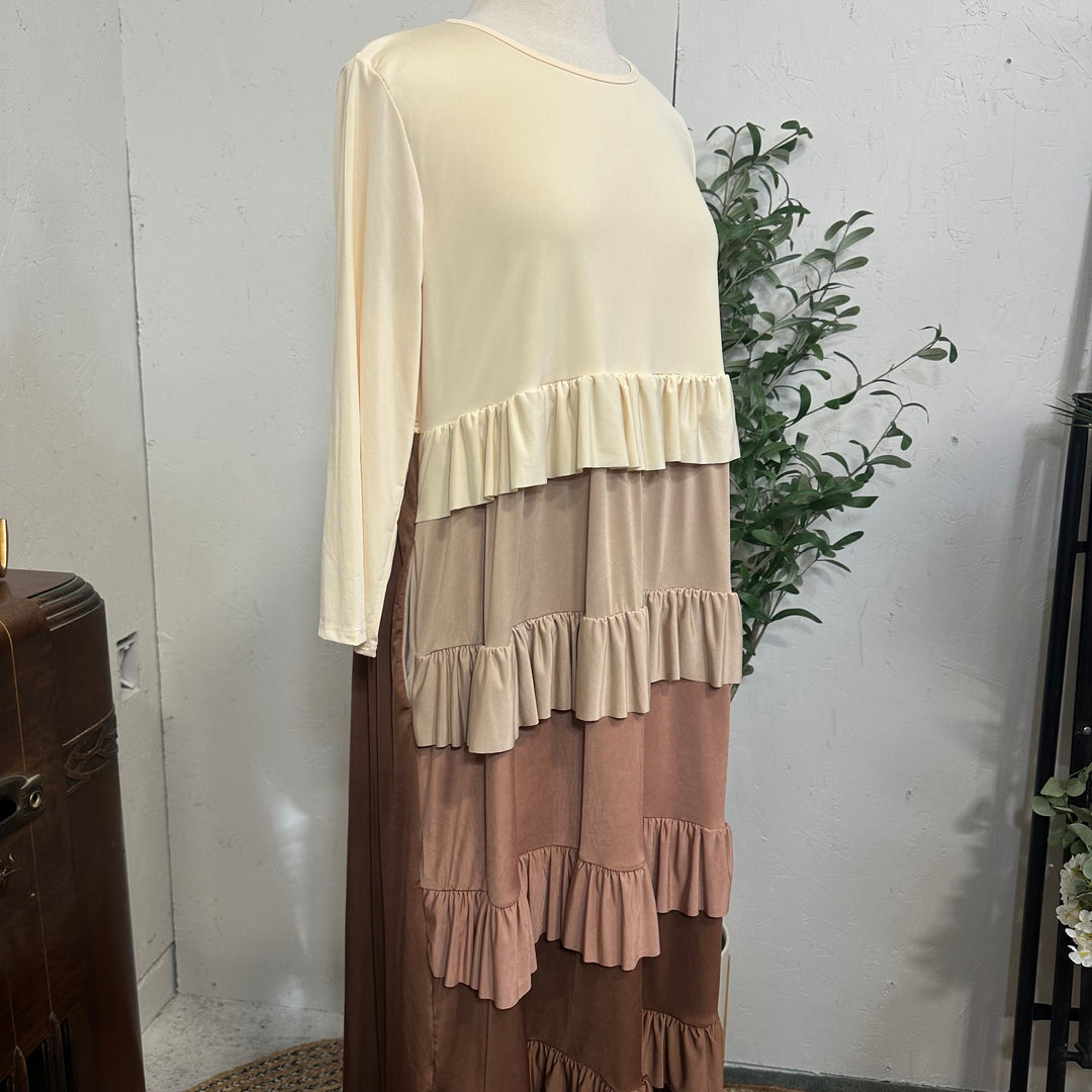 Liza Lou's Autumn & Cream Tiered Colorful Dress