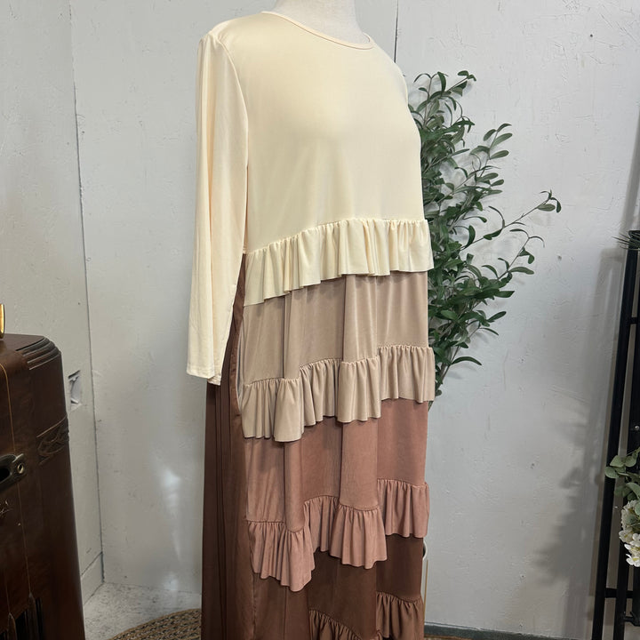 Liza Lou's Autumn & Cream Tiered Colorful Dress
