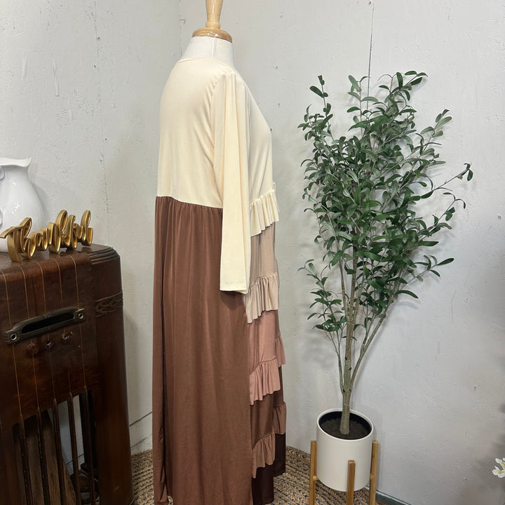 Liza Lou's Autumn & Cream Tiered Colorful Dress