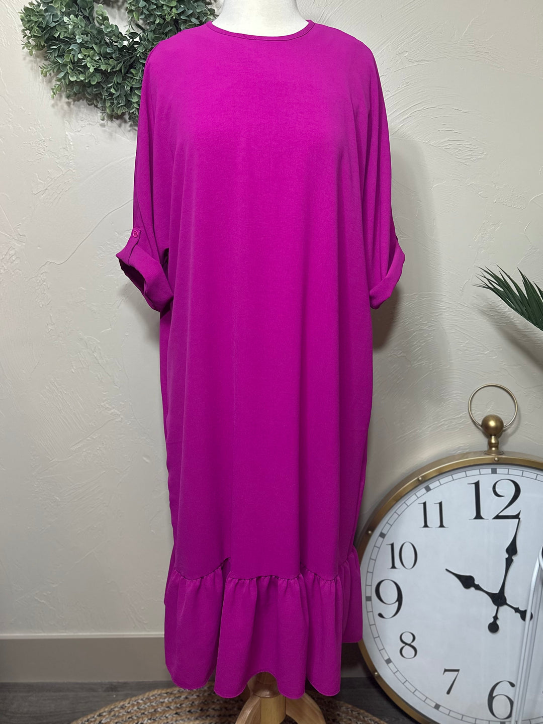 Liza Lou's Beth Modest Day Magenta Dress