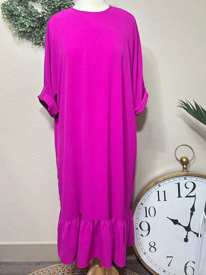 Liza Lou's Beth Modest Day Magenta Dress