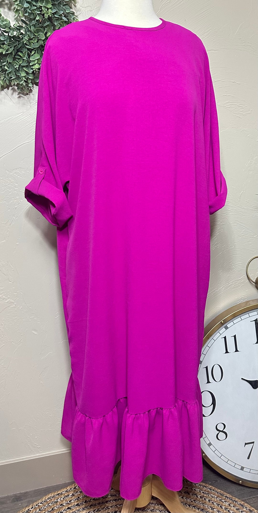 Liza Lou's Beth Modest Day Magenta Dress