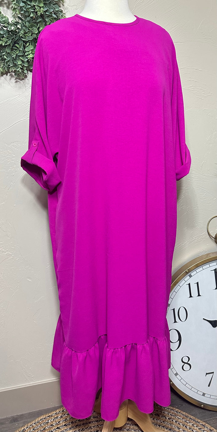 Liza Lou's Beth Modest Day Magenta Dress