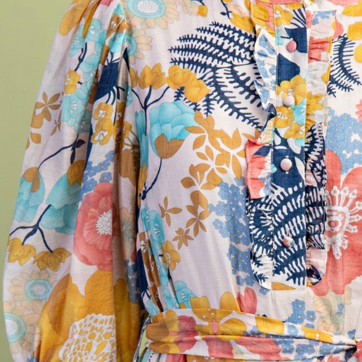 Liza Lou's Liza Lou's Mia Floral Colorful Print Modest Dress