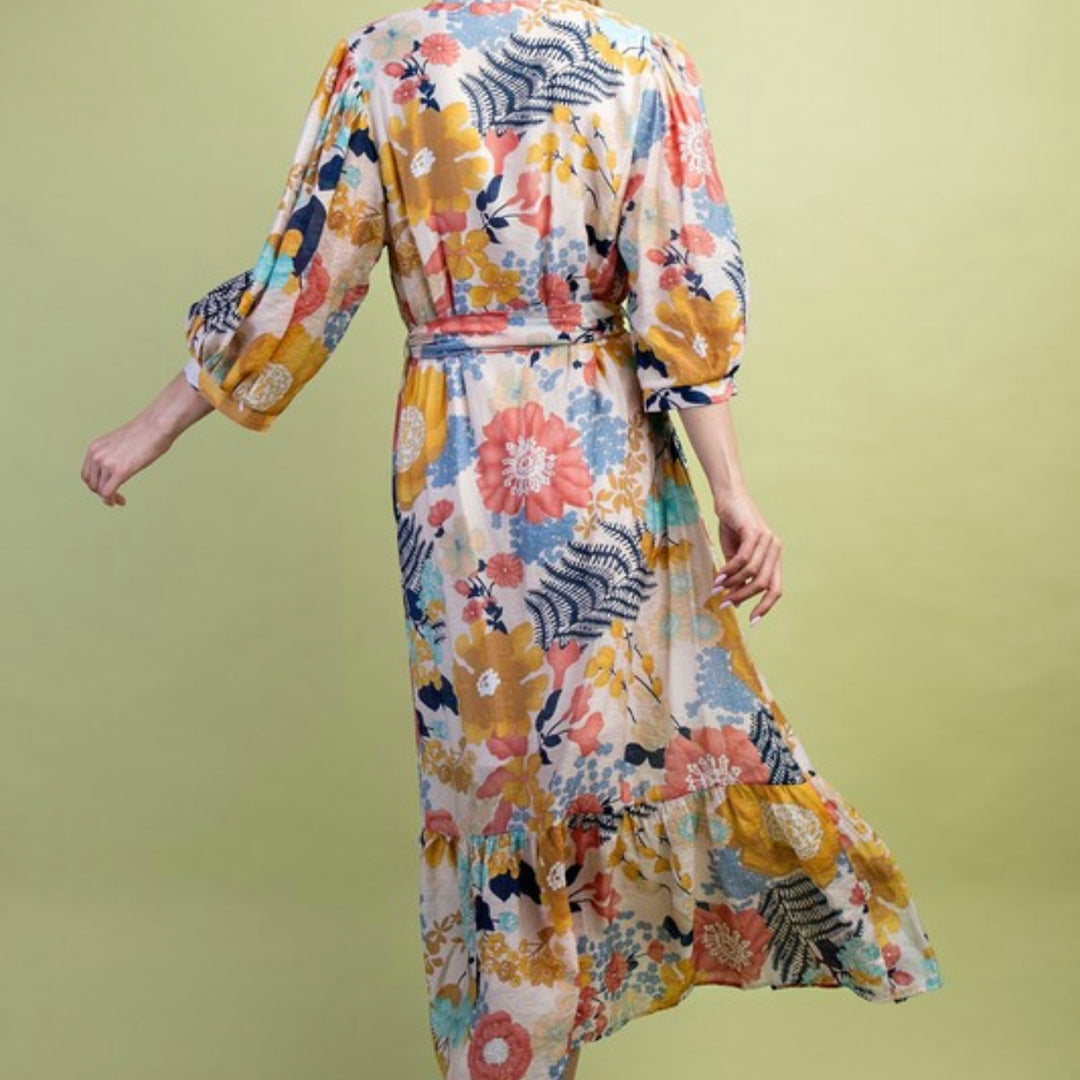 Liza Lou's Liza Lou's Mia Floral Colorful Print Modest Dress