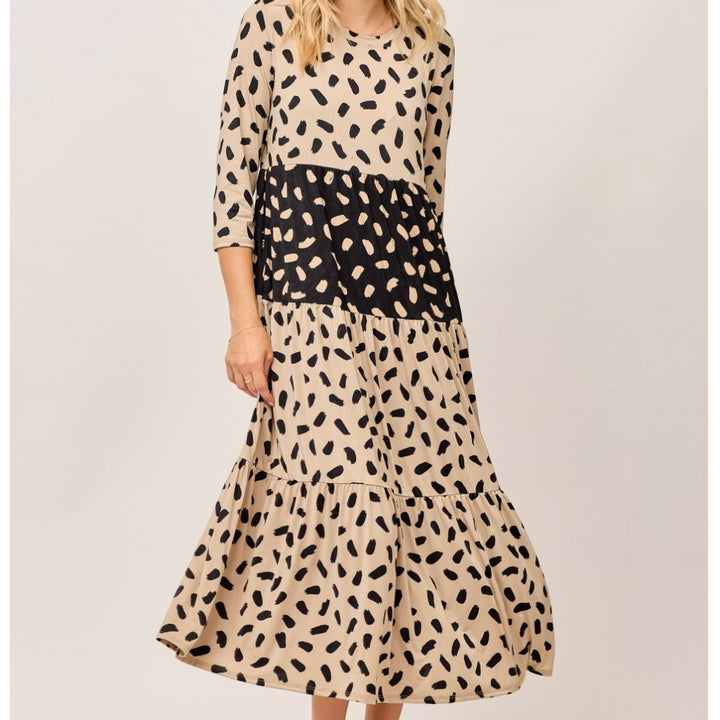 Liza Lou's Vienna Modest Black & Mocha Tiered Modest Dress