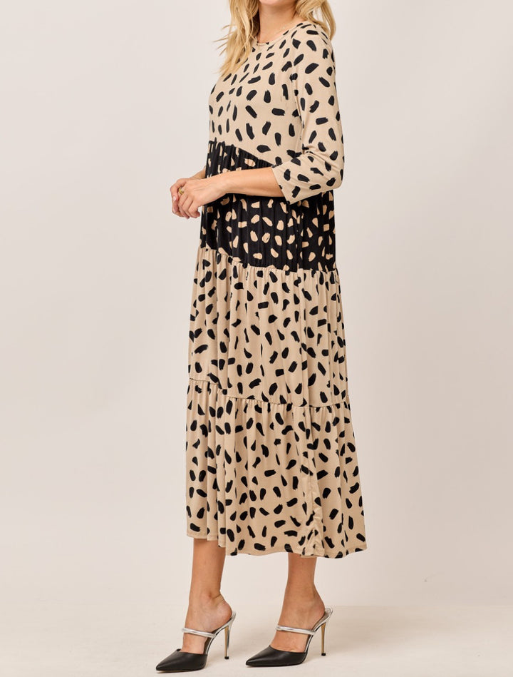 Liza Lou's Vienna Modest Black & Mocha Tiered Modest Dress