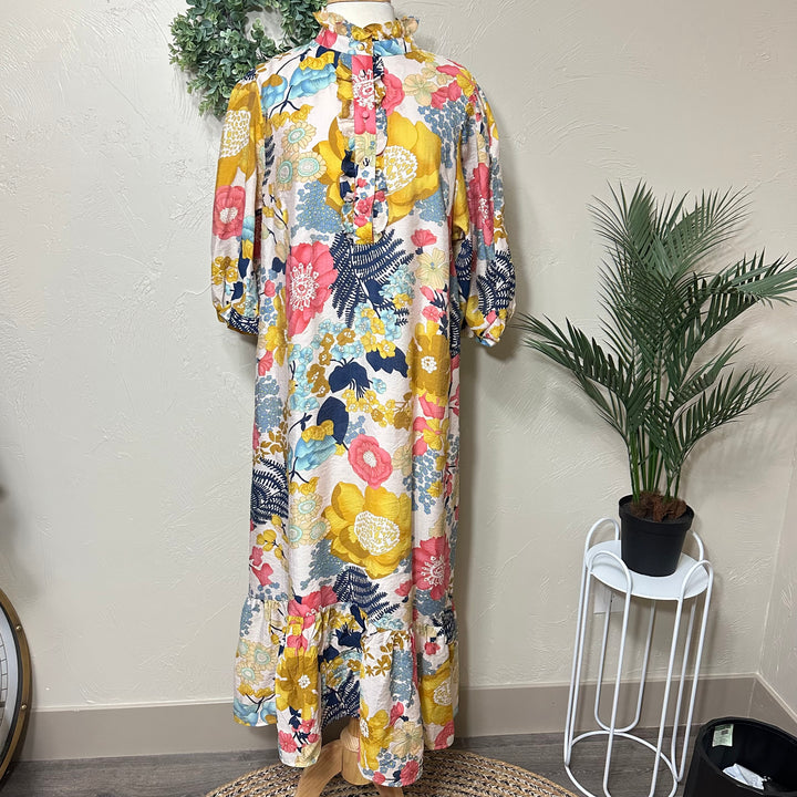 Liza Lou's Liza Lou's Mia Floral Colorful Print Modest Dress