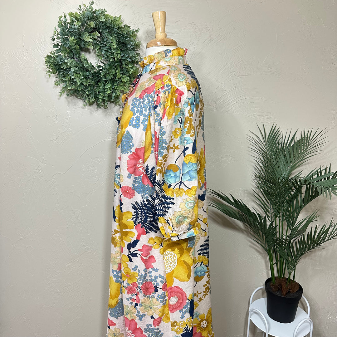 Liza Lou's Liza Lou's Mia Floral Colorful Print Modest Dress