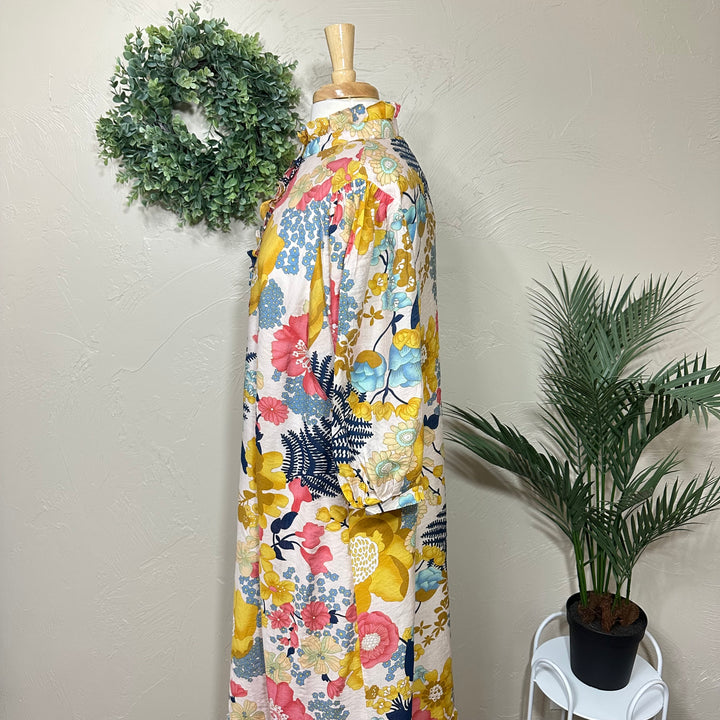 Liza Lou's Liza Lou's Mia Floral Colorful Print Modest Dress