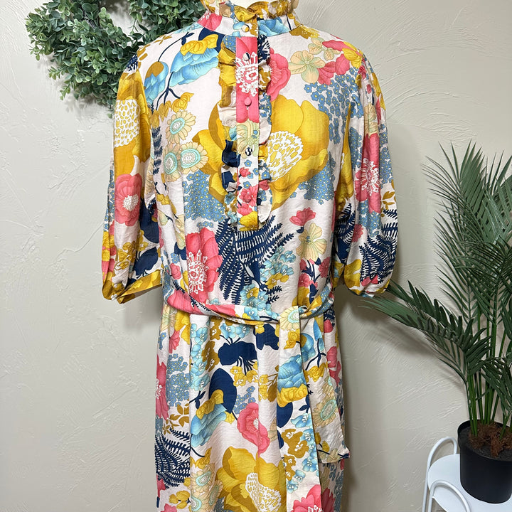 Liza Lou's Liza Lou's Mia Floral Colorful Print Modest Dress