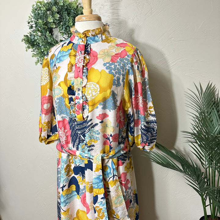 Liza Lou's Liza Lou's Mia Floral Colorful Print Modest Dress