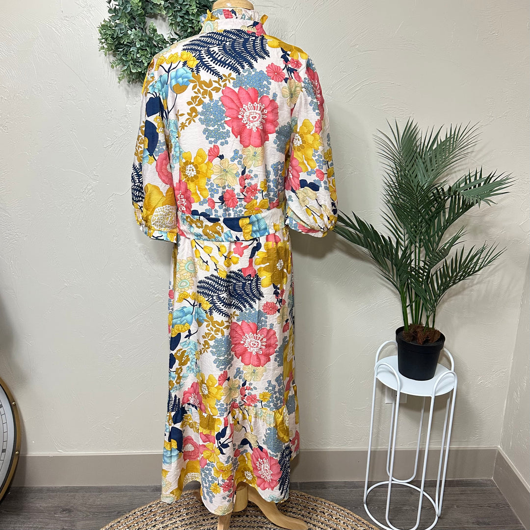 Liza Lou's Liza Lou's Mia Floral Colorful Print Modest Dress