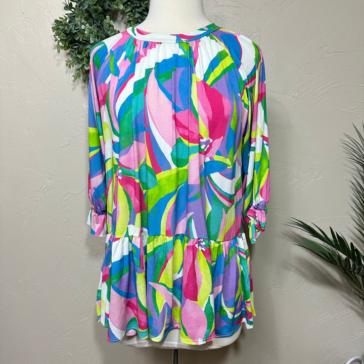 Liza Lou's Gianna Colorful Blouse Tunic Top