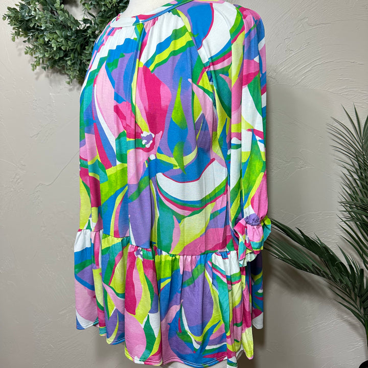 Liza Lou's Gianna Colorful Blouse Tunic Top