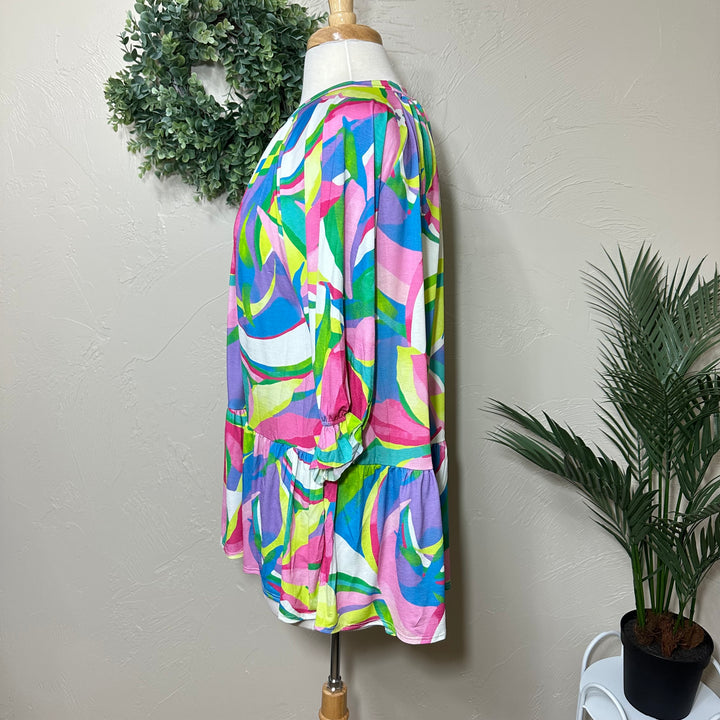 Liza Lou's Gianna Colorful Blouse Tunic Top