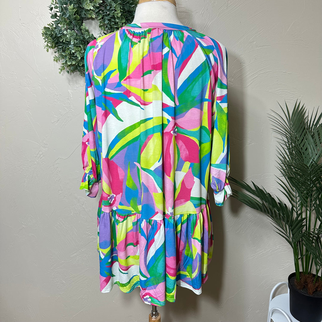 Liza Lou's Gianna Colorful Blouse Tunic Top