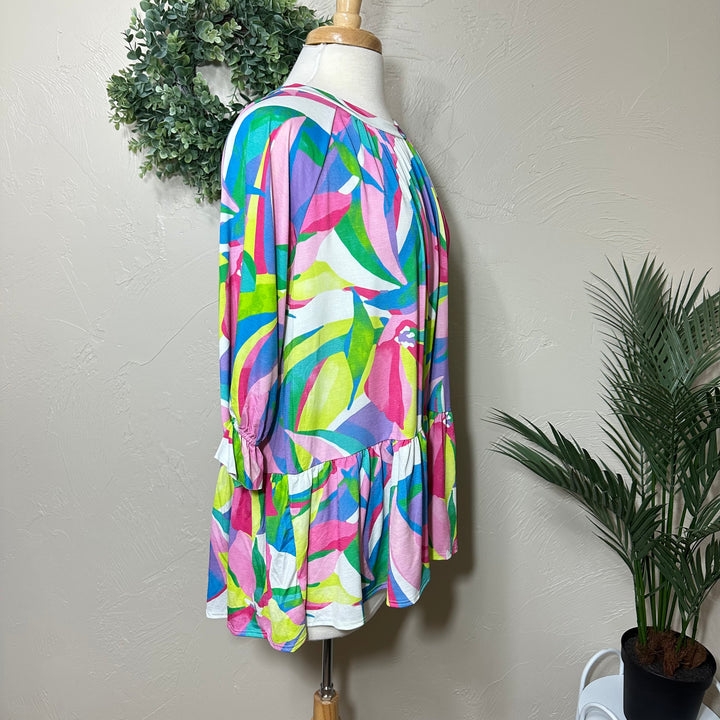 Liza Lou's Gianna Colorful Blouse Tunic Top
