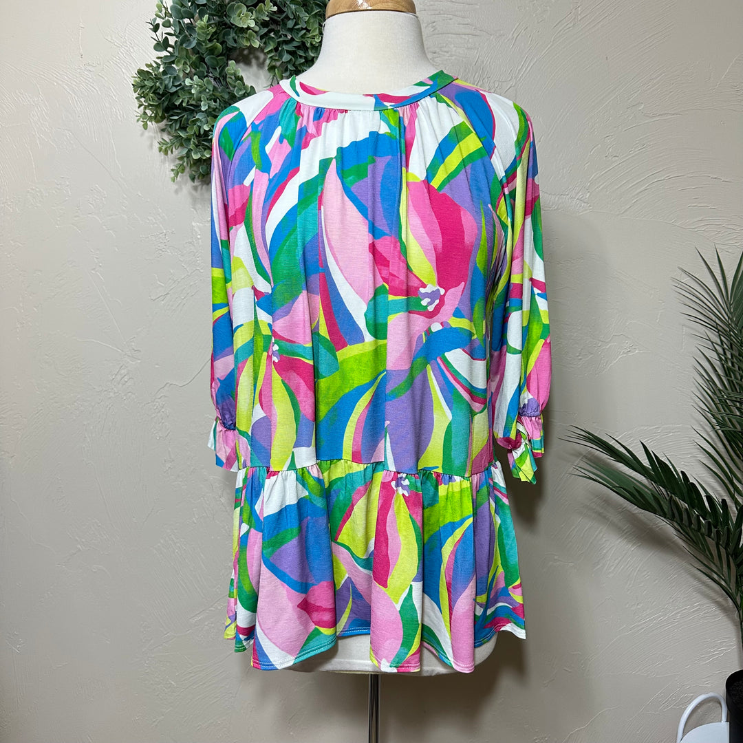 Liza Lou's Gianna Colorful Blouse Tunic Top
