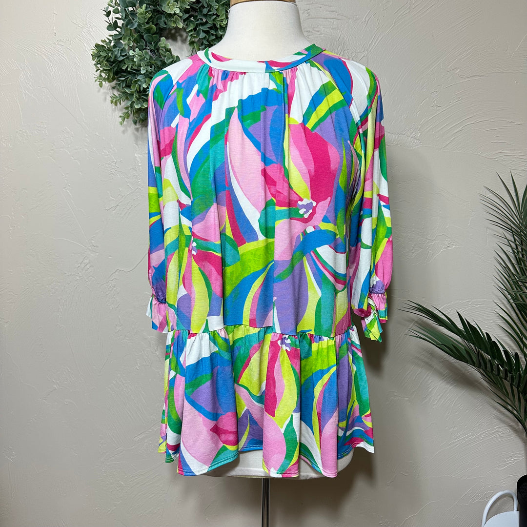 Liza Lou's Gianna Colorful Blouse Tunic Top