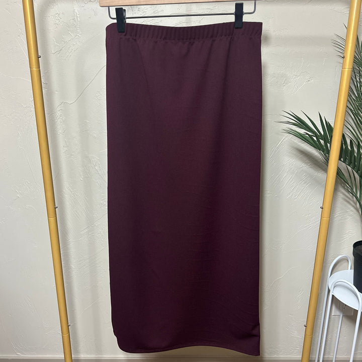 Liza Lou's Juliette Midi Skirt With Elastic Waist Mustard, Black, Olive, Burgundy, Tan