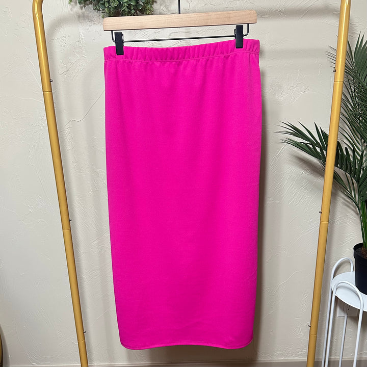 Liza Lou's Juliette Midi Skirt With Elastic Waist