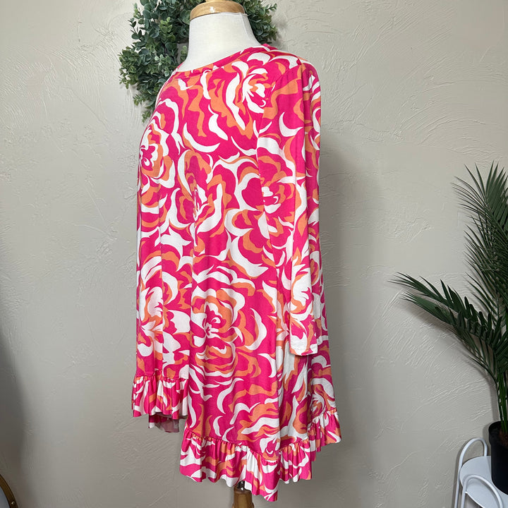 Liza Lou's Modest Swirl Pink Floral Tunic Modest Top