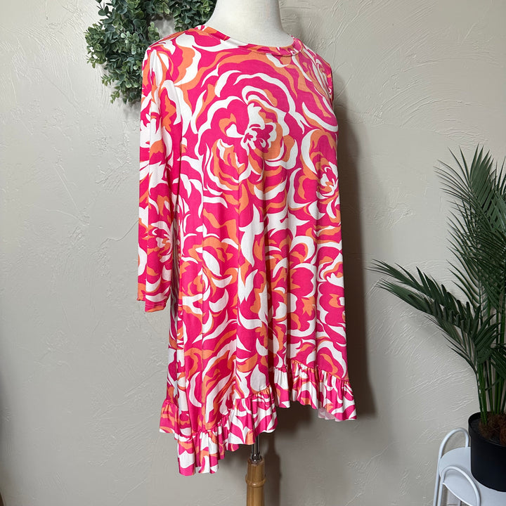 Liza Lou's Modest Swirl Pink Floral Tunic Modest Top