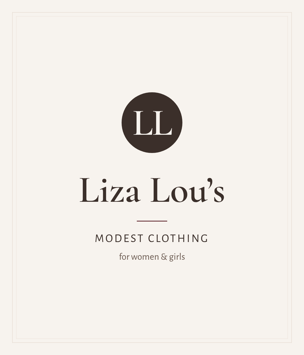 Liza Lou's logo with LL monogram: modest clothing for women and girls