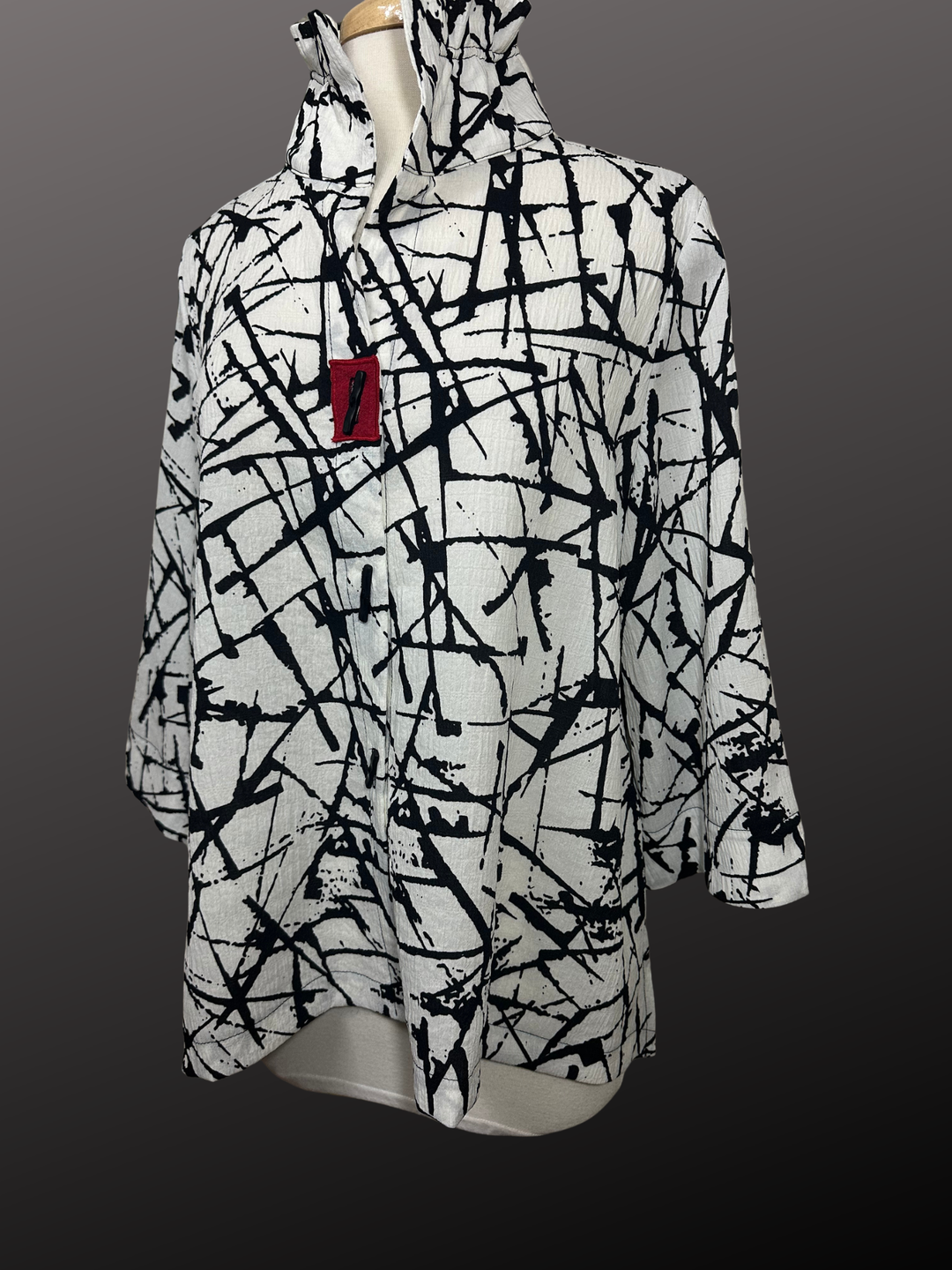 Moonlight White with Black Design Print Jacket Top