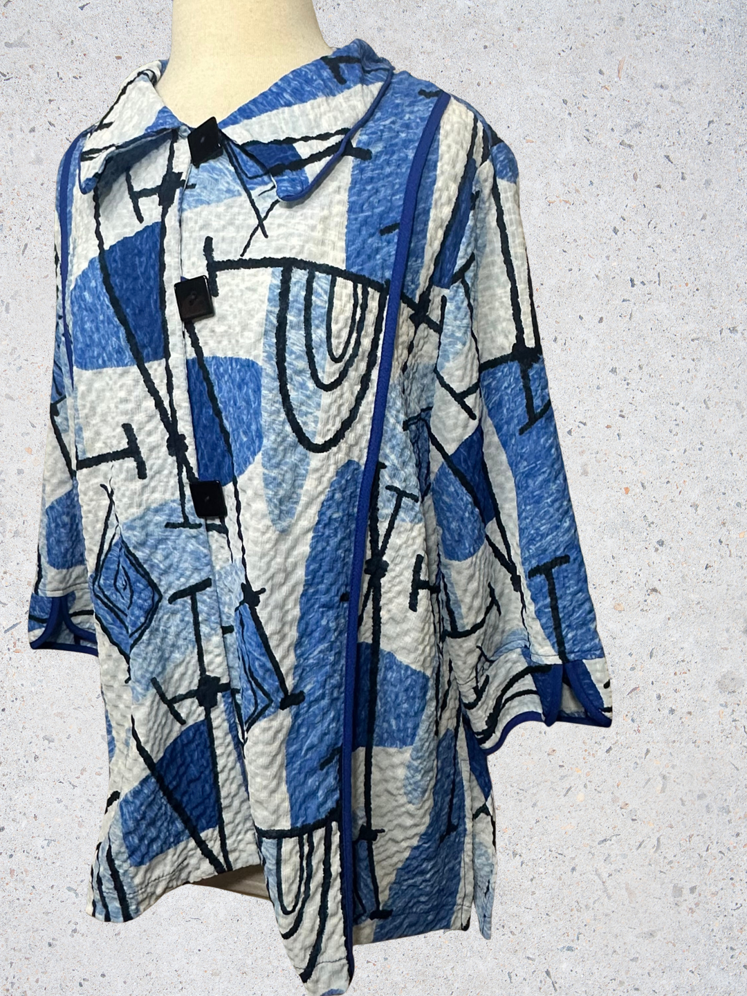 Moonlight Polka Blue Abstract Print Jacket Top