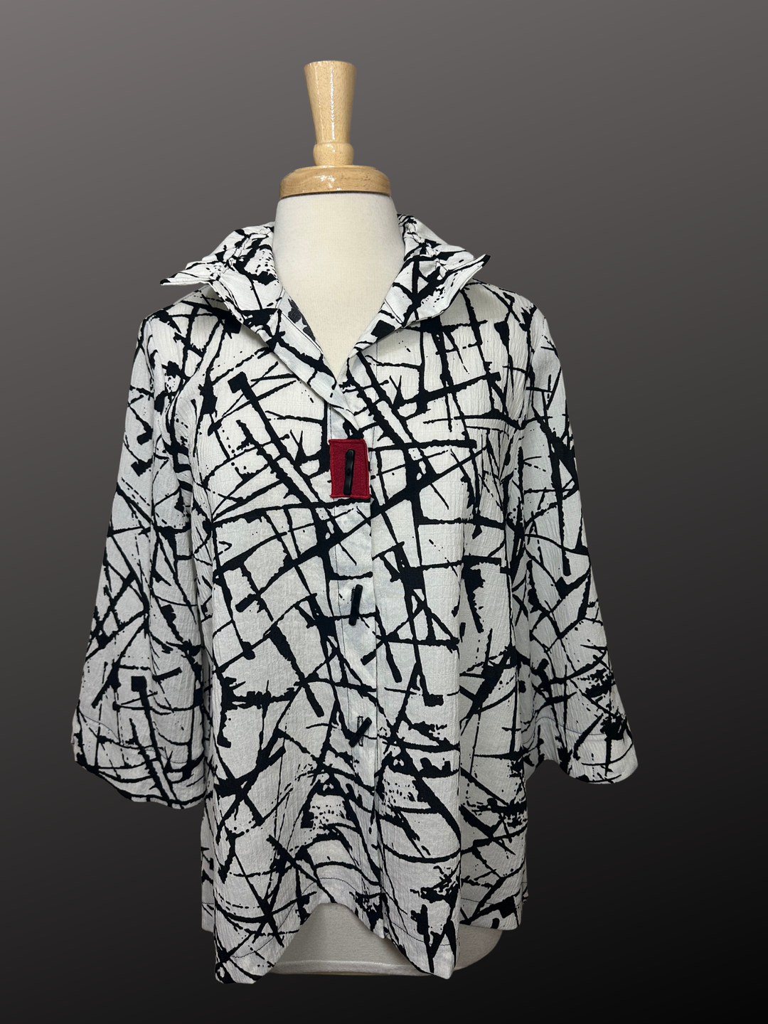 Moonlight White with Black Design Print Jacket Top