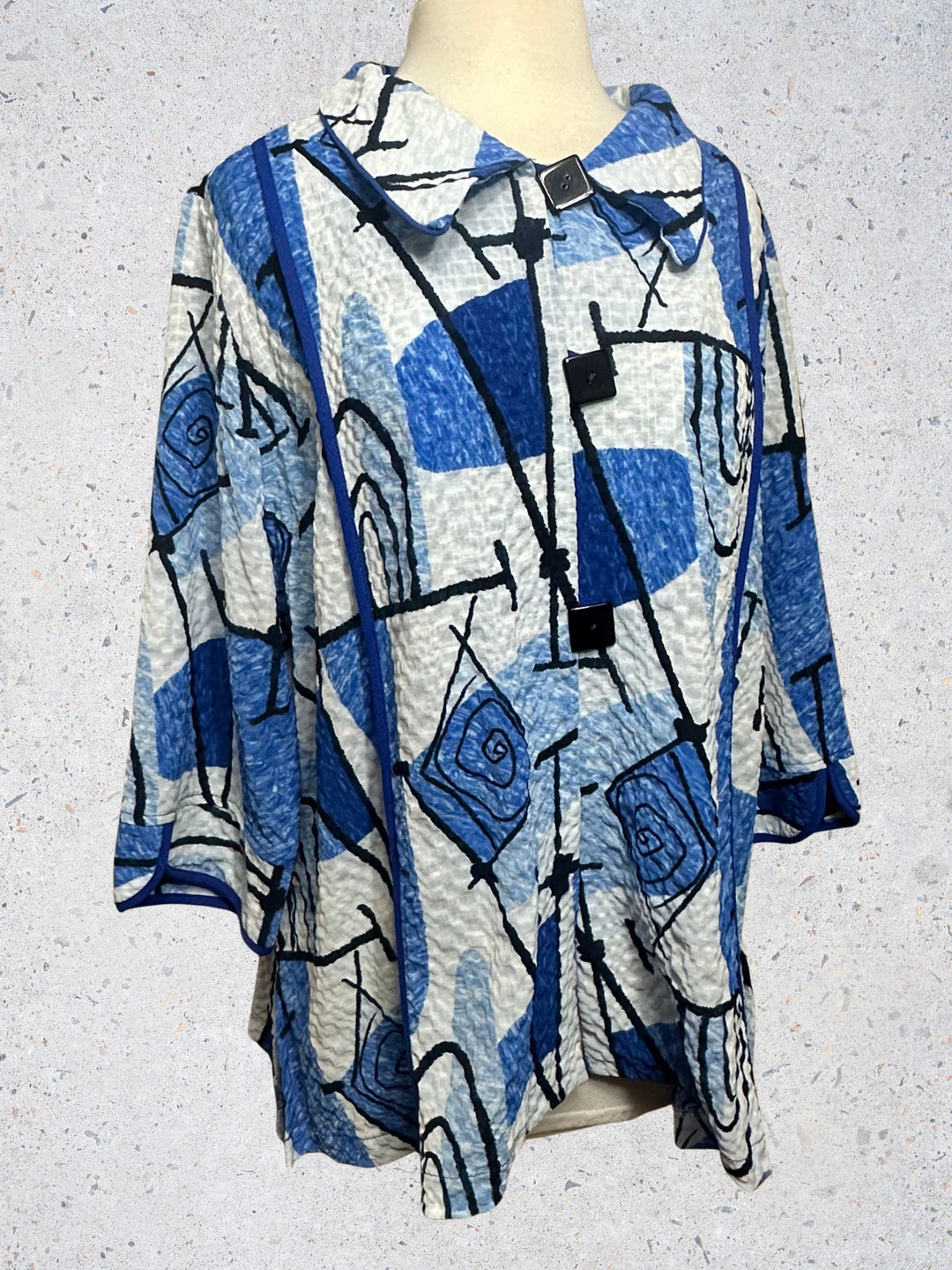 Moonlight Polka Blue Abstract Print Jacket Top