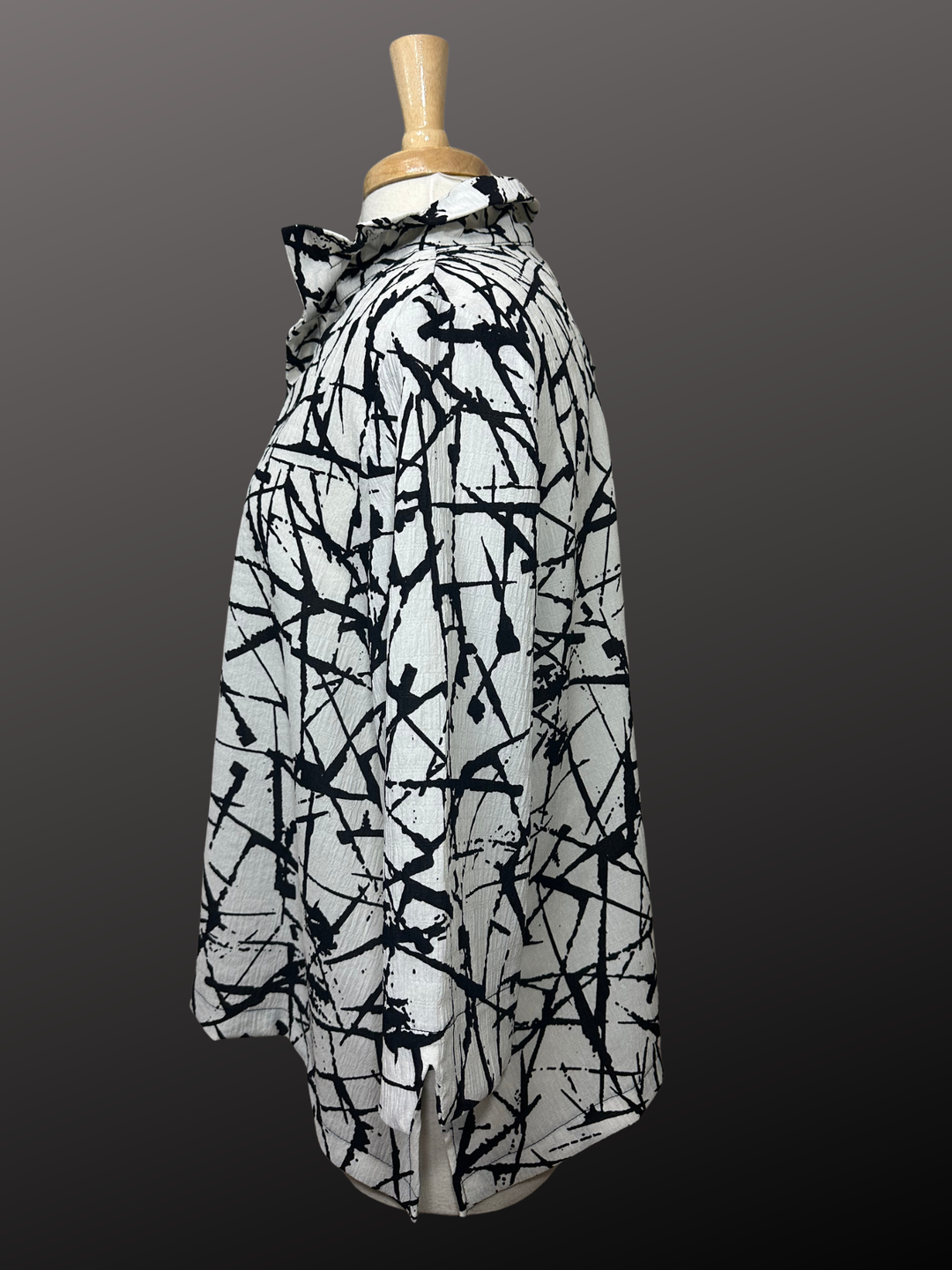 Moonlight White with Black Design Print Jacket Top