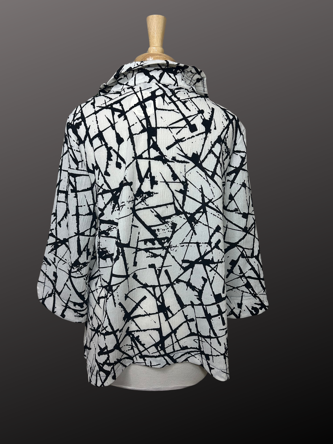 Moonlight White with Black Design Print Jacket Top