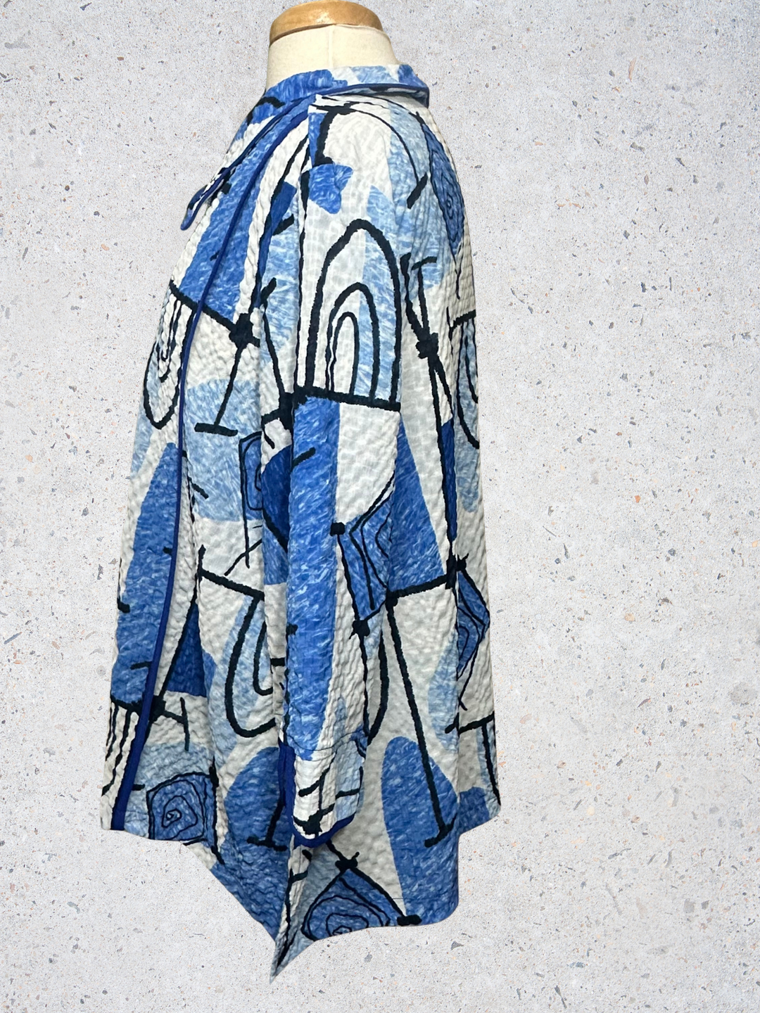 Moonlight Polka Blue Abstract Print Jacket Top