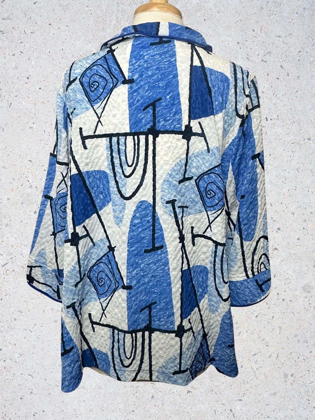 Moonlight Polka Blue Abstract Print Jacket Top