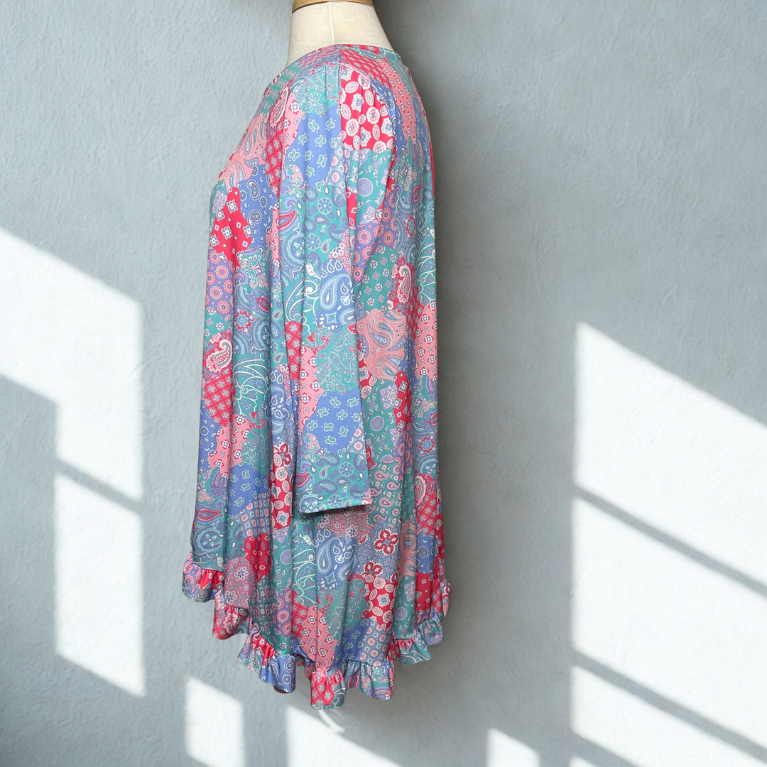 Liza Lou’s Ladies Asymmetrical Mixed Patch Print Tunic Top