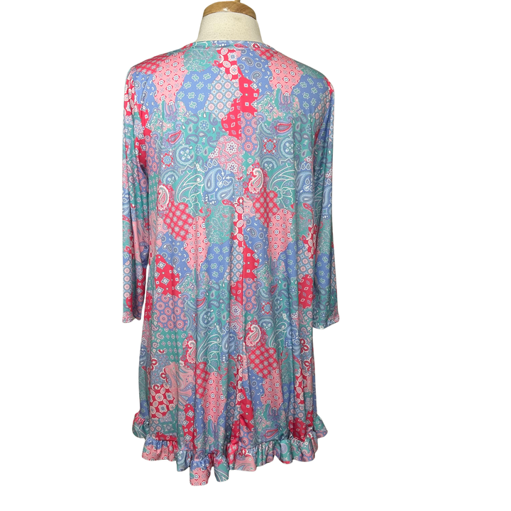 Liza Lou’s Ladies Asymmetrical Mixed Patch Print Tunic Top