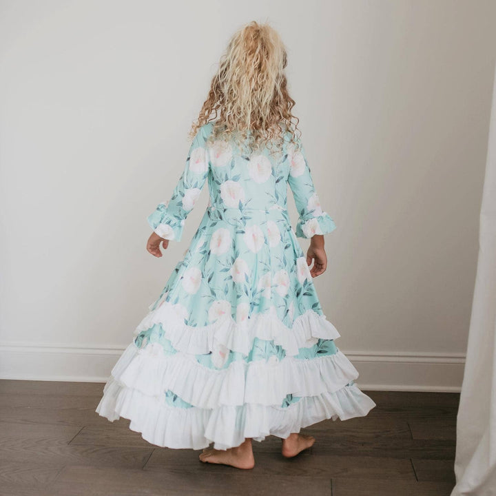 Girl’s Dress Mint Ruffled Long Fancy Dress High Quality Mint