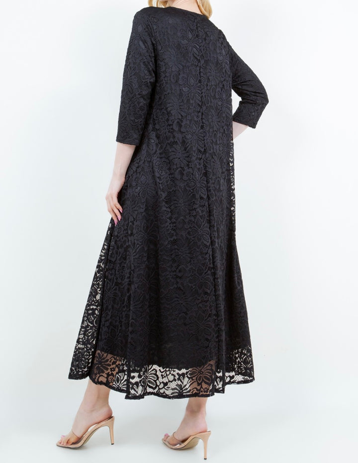 Liza Lou's Fancy Black Lace Long Dress